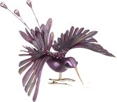 Viv! Christmas Kerstdecoratie - Kolibrie op clip - paars - 18cm