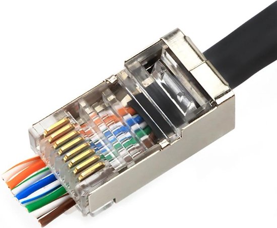 Cat6 RJ45 Stekkers met doorsteek - 10 stuks - metaal afgeschermd