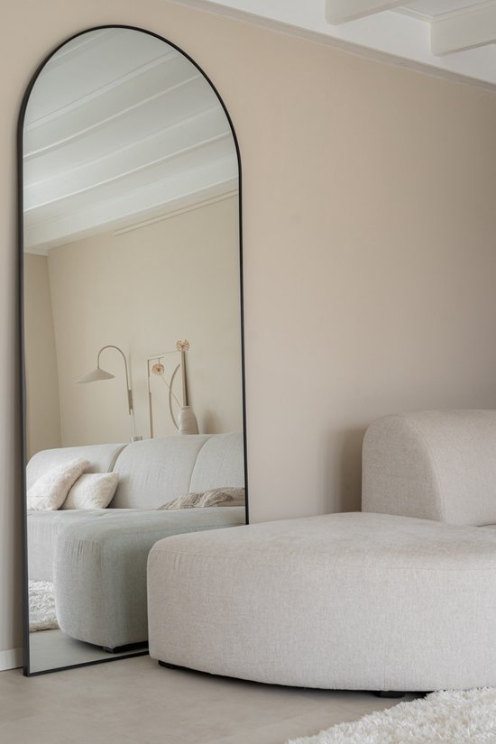 Nordic Style® Boogspiegel 210x90cm | Zwart | Scandinavische Spiegels | Halfrond | Pas spiegel | Staande spiegel | Kleedkamer spiegel