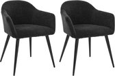 Set van 2 stoelen BIBO - met armleuningen - Fluweel en metaaleffect - Zwart L 57.5 cm x H 73 cm x D 54 cm