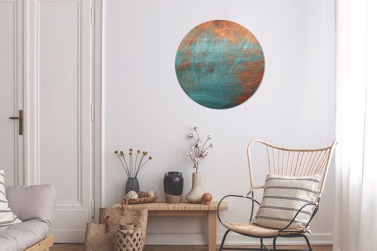 WallCircle - Wall Circle - Wall Circle Indoor - Métal - Rouille - Bronze - Blauw - Abstrait - Structure - 60x60 cm - Décoration murale - Peintures Ronds