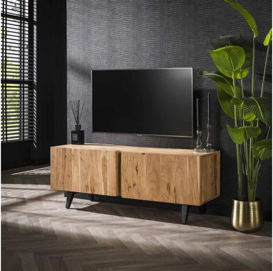 TV-meubel 2 deuren block - Massief acacia naturel