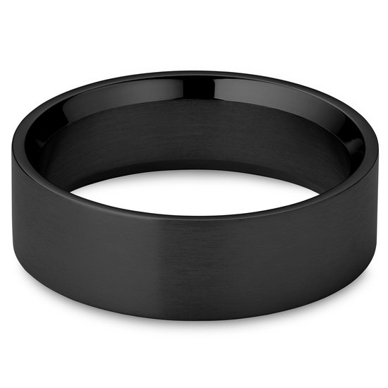 Lucleon - Zwarte matte roestvrijstalen bandring voor heren - 7 mm - Lucleon