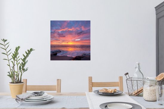 Stickers Stickers muraux - Plage - Mer - Coucher de soleil - 80x80 cm - Film adhésif