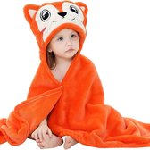 BoefieBoef 3-in-1 Baby / Kinder Badcape Dier, Wikkeldeken en Omslagdoek - 0 tot 10 jaar - Foxy Vos Oranje