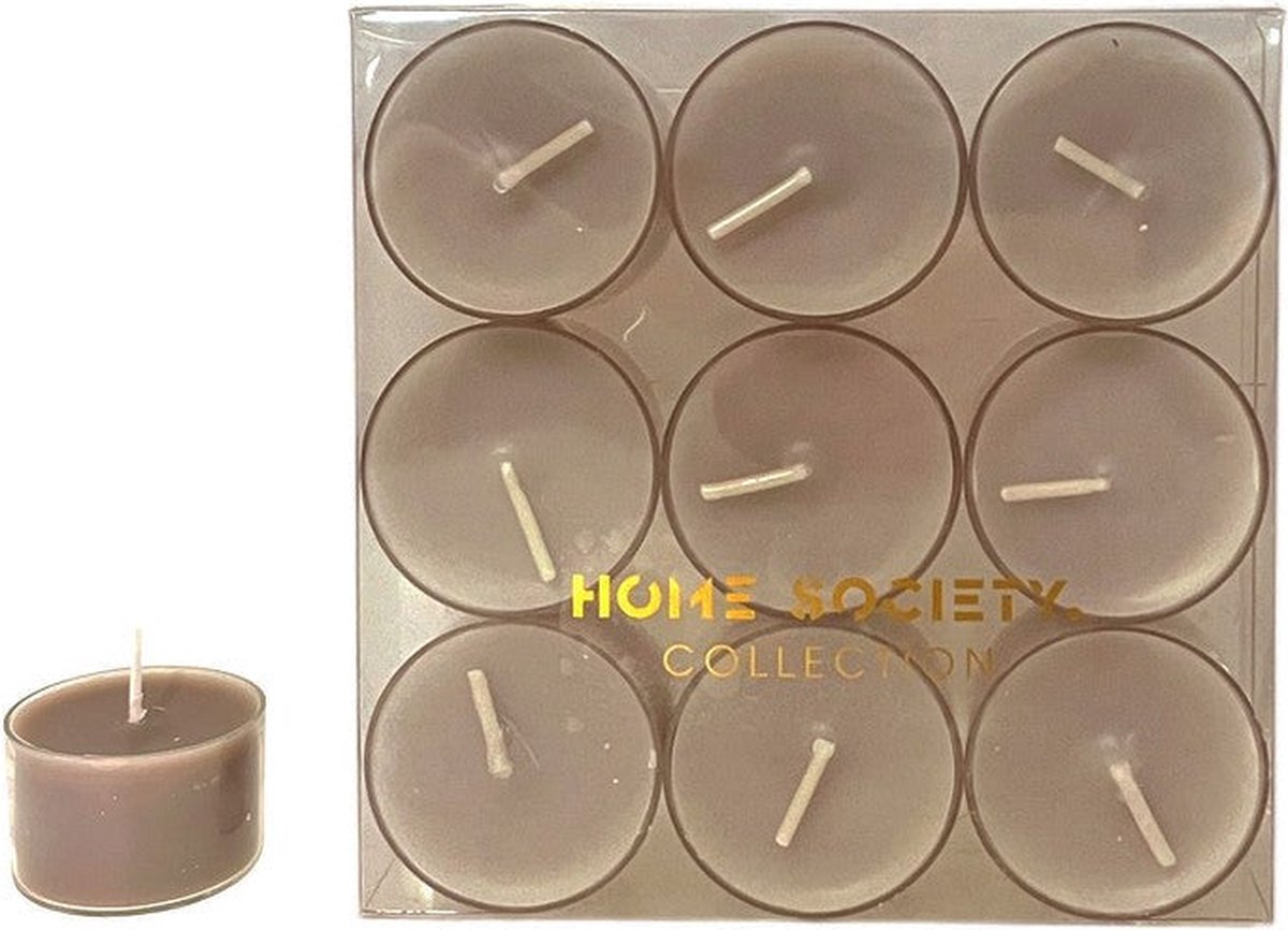 Home Society - Waxinelichtjes 'Livia' (9 stuks, Taupe)