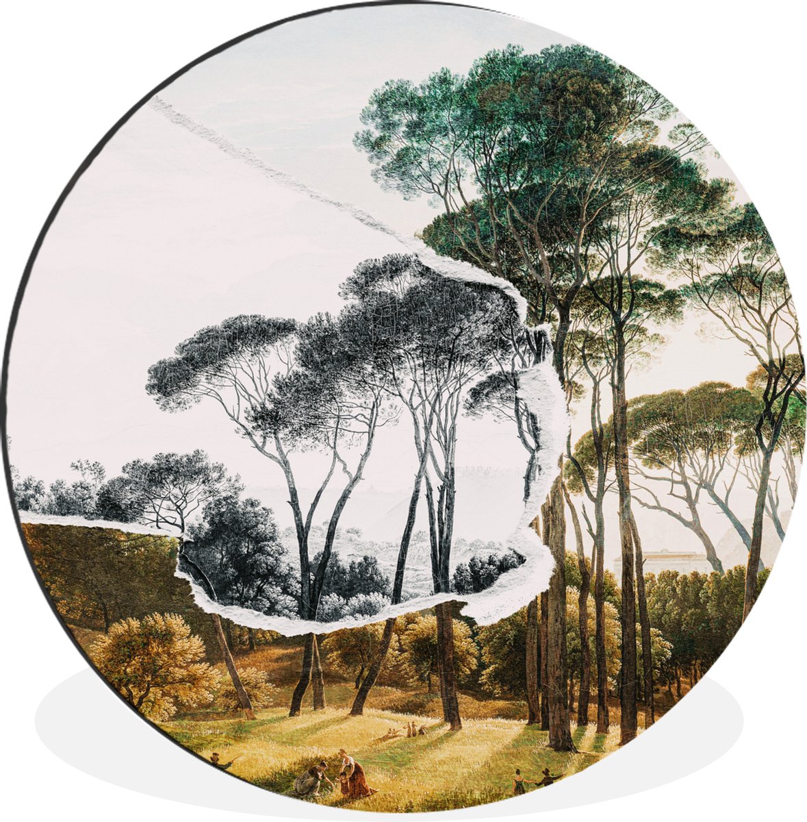 WallCircle - Wandcirkel - Muurcirkel - Italiaans landschap parasoldennen - Kunst - Hendrik