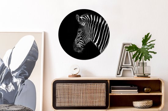 Cercle mural - Cercle mural - Zebra - Animaux sauvages - Zwart - Aluminium - ⌀ 60 cm - Intérieur et extérieur