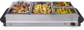 Tristar Buffetwarmer XL BP-6285 - Buffet Serveerder en Warmhoudplaat - 2 x 2.4 liter en 2 x 1 liter - Warmhoudfunctie - Inclusief deksel - RVS