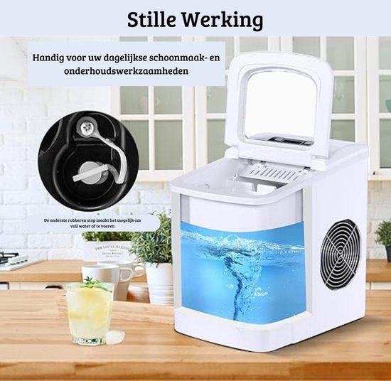 Ijsblokjesmachine - Ijsmachine Zelfvriezend - Zelfreinigende Functie - Crushed Ice - Led Display - Thuis & Horeca - Wit van IceQueen — afbeelding 3