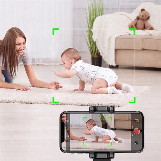 Auto Object Tracking Houder Smartphone - 360 Graden Selfie Stick - Mount Telefoon - Automatisch Volgen - Bewegingssensor Statief - Bewegende Beelden - Video & foto’s - iPhone & Android - Zwart