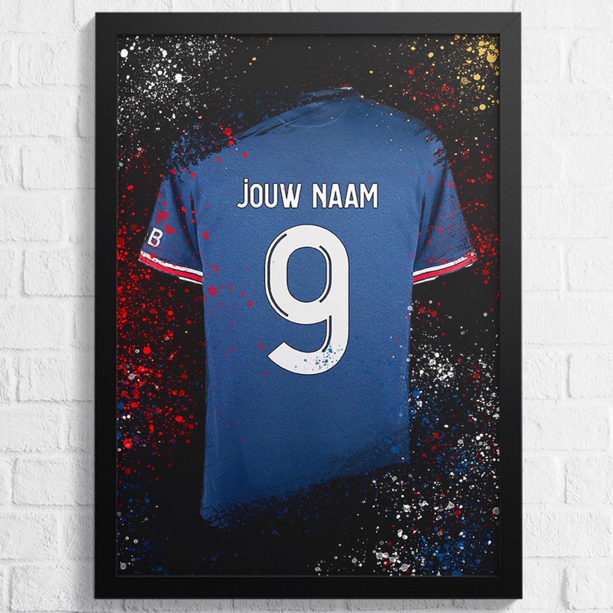 Parijs Voetbal Poster - Gepersonaliseerd met jouw naam - Voetbal Shirt Poster - A1+ Formaat 61 x 91.5 cm - Een uniek voetbal cadeau