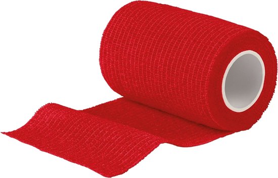Un rouleau de ruban de sport rouge à la texture tissée.