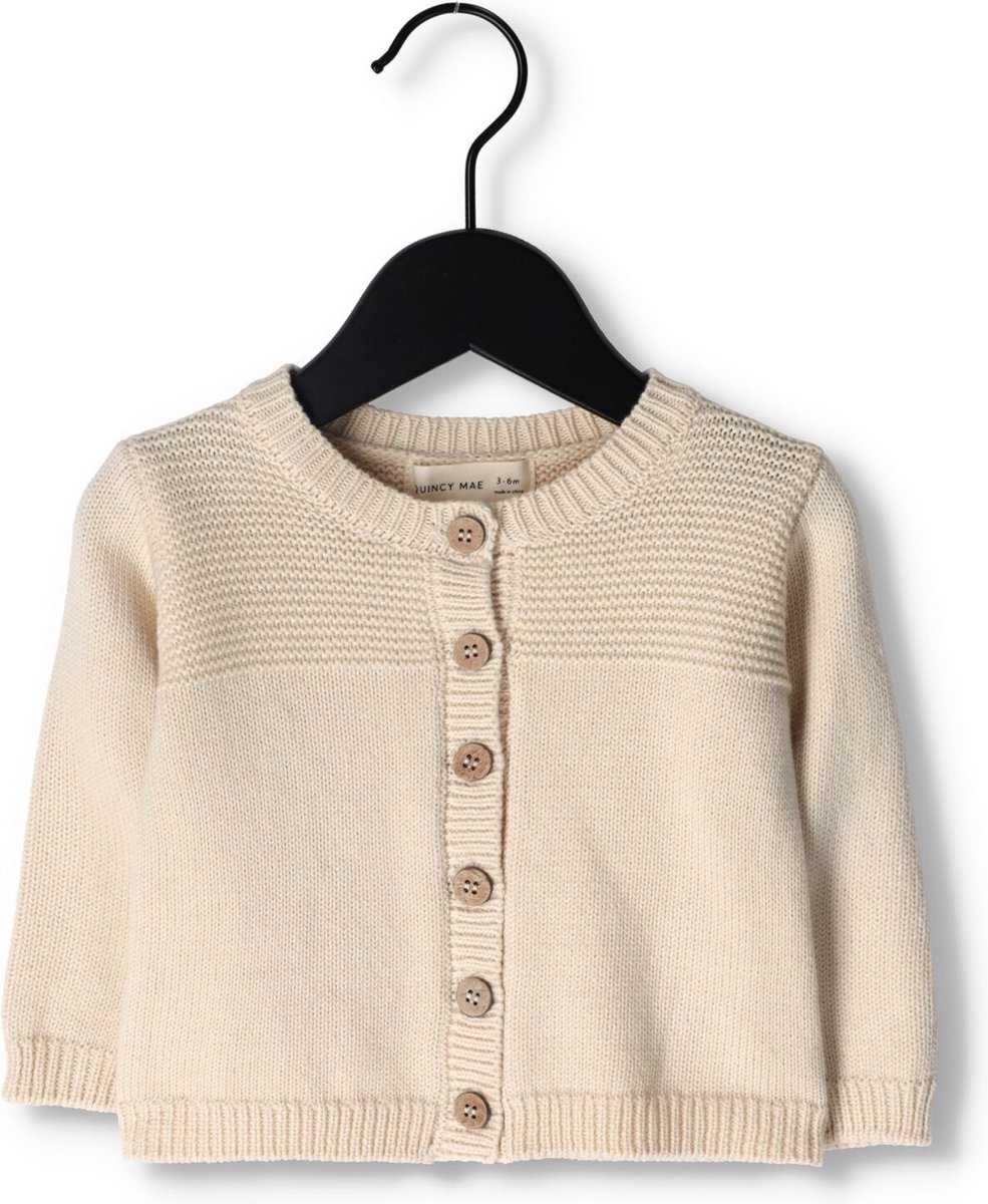 Quincy Mae Knit Cardigan Truien & Vesten Unisex - Sweater - Hoodie - Vest- Beige - Maat 4-5Y