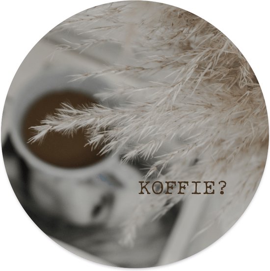 Label2X - Muurcirkel koffie? - Ø 12 cm - Dibond - Multicolor - Wandcirkel - Rond Schilderij - Muurdecoratie Cirkel - Wandecoratie rond - Decoratie voor woonkamer of slaapkamer