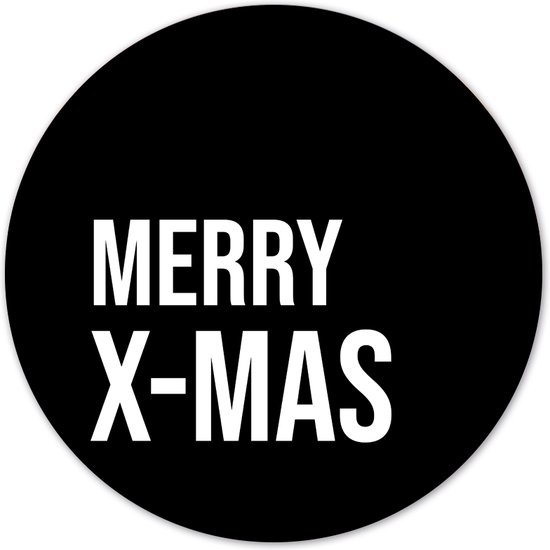 Label2X - Muurcirkel - Kerst Merry X-mas - Ø 100 cm / Dibond - Aanbevolen - Multicolour - Wandcirkel - Rond Schilderij - Kerst - Kerstversiering - Kerst Decoratie - Muurdecoratie Cirkel - Wandecoratie rond - Decoratie voor woonkamer of slaapkamer