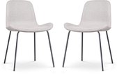 Nolon Nora-Fé Set de 2 Chaises de salle à manger Beige - Tissu - Pieds Noirs - Moderne