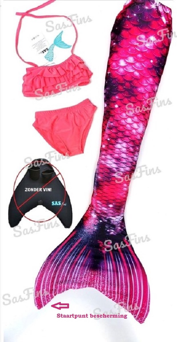 Zeemeerminstaart los met bikini Pink Stars maat 120 | Zonder monovin geleverd