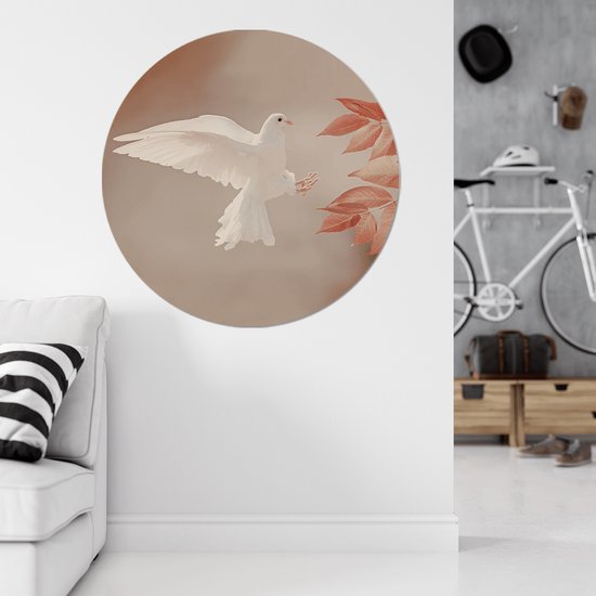 Label2X - Muurcirkel duif - Ø 100 cm - Forex - Multicolor - Wandcirkel - Rond Schilderij - Muurdecoratie Cirkel - Wandecoratie rond - Decoratie voor woonkamer of slaapkamer