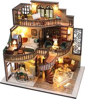 Kit de construction miniature XXL Premium - Kit de construction - Pour Adultes (14+) - Kit de construction de maquettes - DIY - Maison de poupée - avec lumière LED et boîte à Musique - Musique Villa