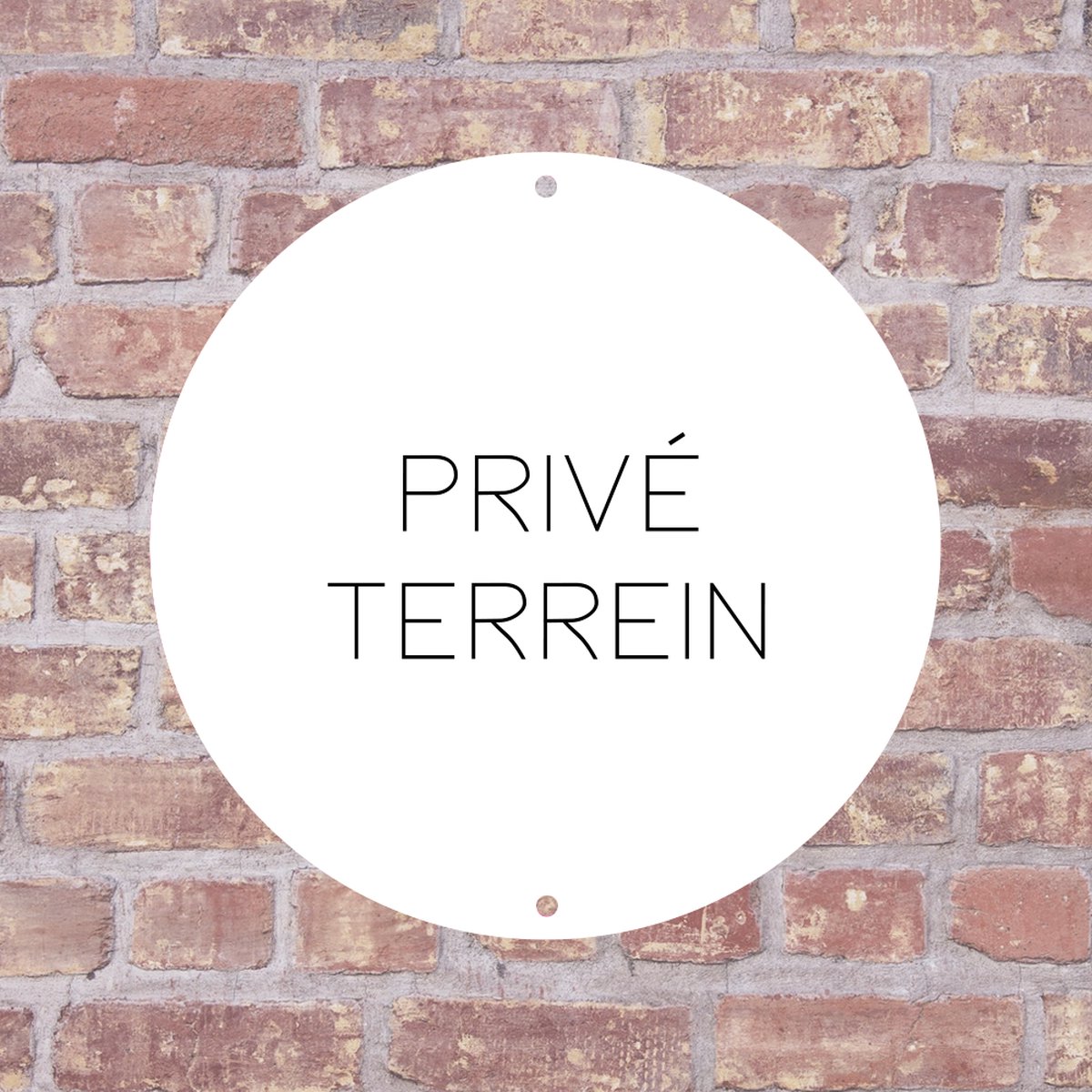 Label2X - Bordje Privé terrein 20 x 20 cm - Wit met zwarte tekst - Zonder boorgaatjes - deurbord