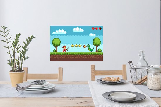 Stickers muraux - Gaming - Arcade - Rétro - 60x40 cm - Film Adhésif