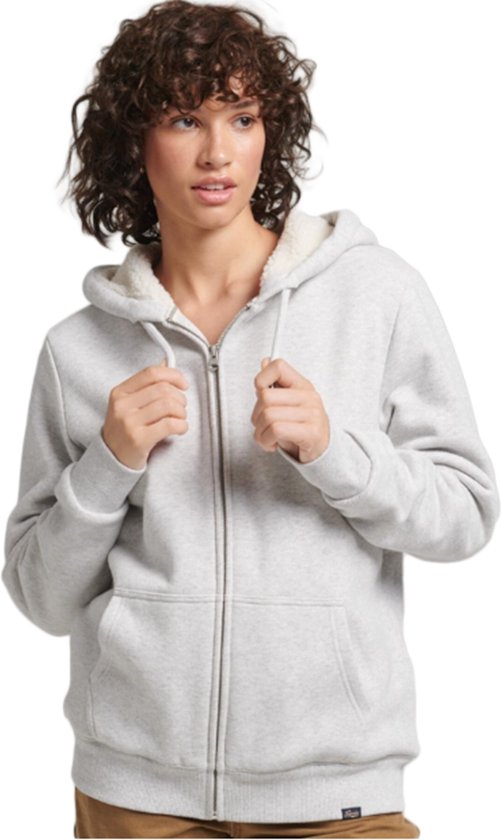 SUPERDRY Borg Lined Sweatshirt Met Capuchon En Volledige Ritssluiting Dames - Glacier Grey Marl - S