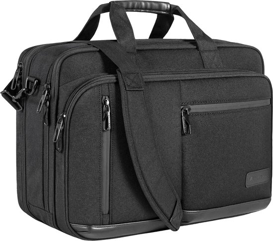 17,3 inch laptop aktetas voor mannen en vrouwen, hoogwaardige schoudertas, waterafstotende laptops met RFID-vak, uitbreidbare messenger bag