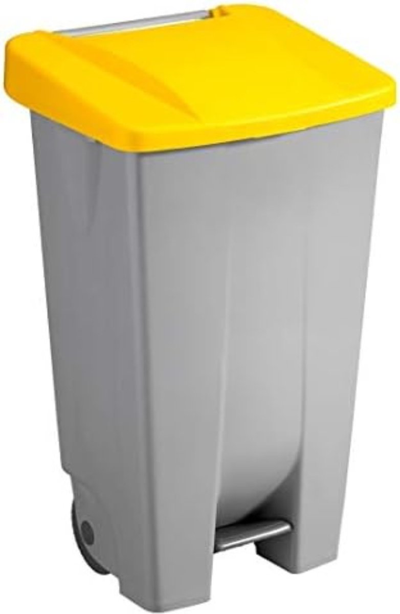 Afvalbak 60 Liter - Pedaalemmer 60 Liter - Afvalemmer 60 Liter - Grijs|Geel