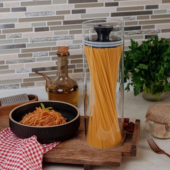 VOHESEA Koffieblik met vacuümdeksel, 1200 ml koffieblikjes, luchtdicht, koffiebonenopslag, vacuüm koffieblik van glas, koffiebonenhouder voor noten