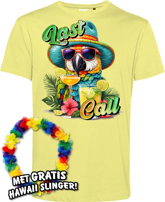 T-shirt Last Call to Relax | Toppers in Concert 2024 | Club Tropicana | Hawaii Shirt | Ibiza Kleding | Lichtgeel | maat S