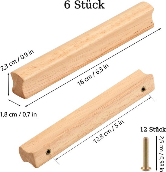 DAJAVE 8 stuks houten meubelgrepen, 192 mm, kastgrepen, hout met schroeven, houten handvat van eikenhout, 192 mm, massief meubelgrepen, voor deurgreep, keukenkasten, ladegreep DAJAVE 8 stuks houten meubelgrepen, 192 mm, kastgrepen, hout met schroeven, houten handvat van eikenhout, 192 mm, massief meubelgrepen, voor deurgreep, keukenkasten, ladegreep