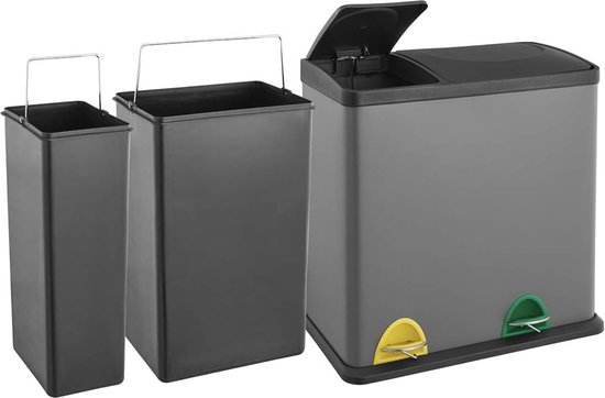 SVITA Mülleimer 2fach SR2X30 mit Sensor 2x30 l Schwarz mit Rollen kaufen bei