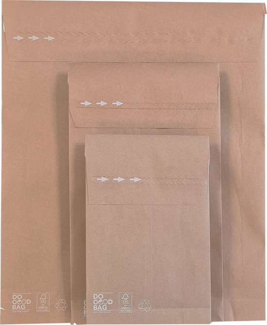 10 Verzendzak papier klein 250x350x50 mm met retourstrip