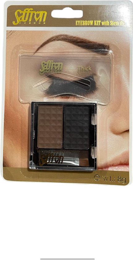 Saffron London Eyebrow/ Wenkbrauw Kit 02 Espresso/ Sapia Bruin met Sjablonen