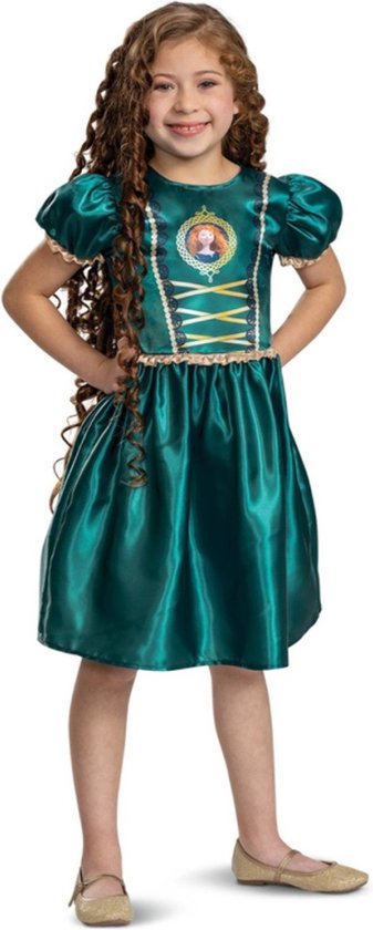 Smiffys - Disney Merida Basic Plus Kostuum Jurk Kinderen - Kids tm 6 jaar - Goudkleurig/Groen