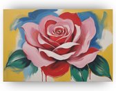 Moderne roos - Roos schilderijen canvas - Schilderijen modern - Vintage schilderij - Canvas schilderijen woonkamer - Muurdecoratie slaapkamer - 70 x 50 cm 18mm