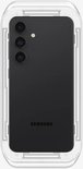 Téléphone Samsung S24+ noir dans un étui de protection transparent.