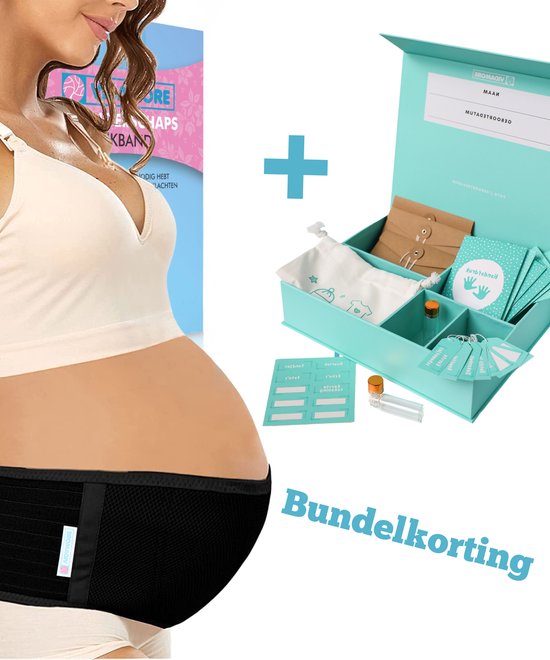 Bundel Buikband Zwart en Baby Memory Box - Verstelbaar Zwangerschapsband - Zwangerschap – Zwangerschapscadeau