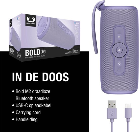 Fresh 'n Rebel Bold M2 - Waterproof Bluetooth speaker - Dreamy Lilac van Fresh ‘n Rebel — afbeelding 4