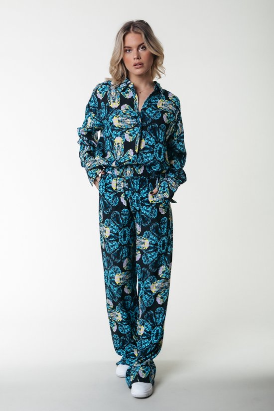 Colourful Rebel Melody Digital Flower Straight Pants - S