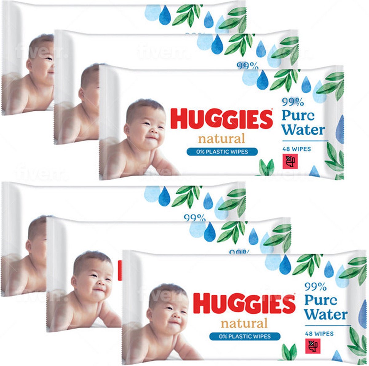 Goedkoopste Huggies - Natural - 0 Plastic - Billendoekjes - 288 babydoekjes - 6 x 48