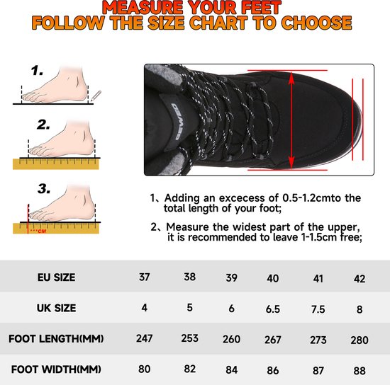 Winter Sneeuwlaars Dames - Waterdichte Sneeuwlaarzen - Winter Fleece Gevoerd Warme Winterlaarzen - Snowboots Antislip Outdoor - Zwart - Maat 39