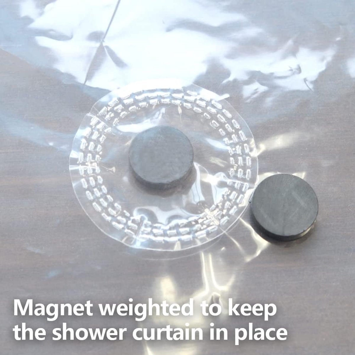 Douchegordijn, transparant, kort, 150 cm hoog, waterdicht, met zoom,... bol