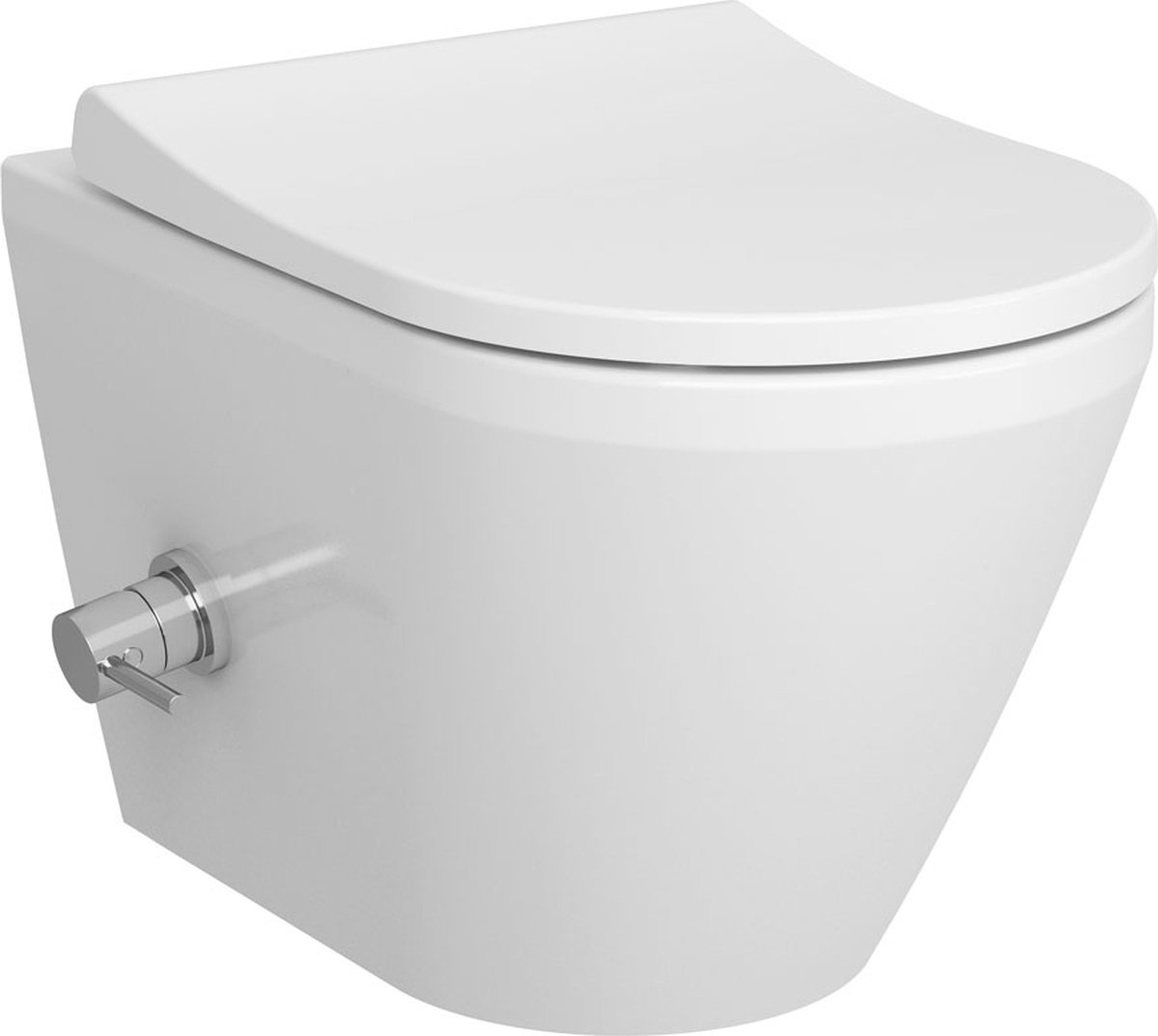 Rim-ex Wall-Hung WC, 54 cm Integrated Thermostatic Bidet Valve, 54 cm, White