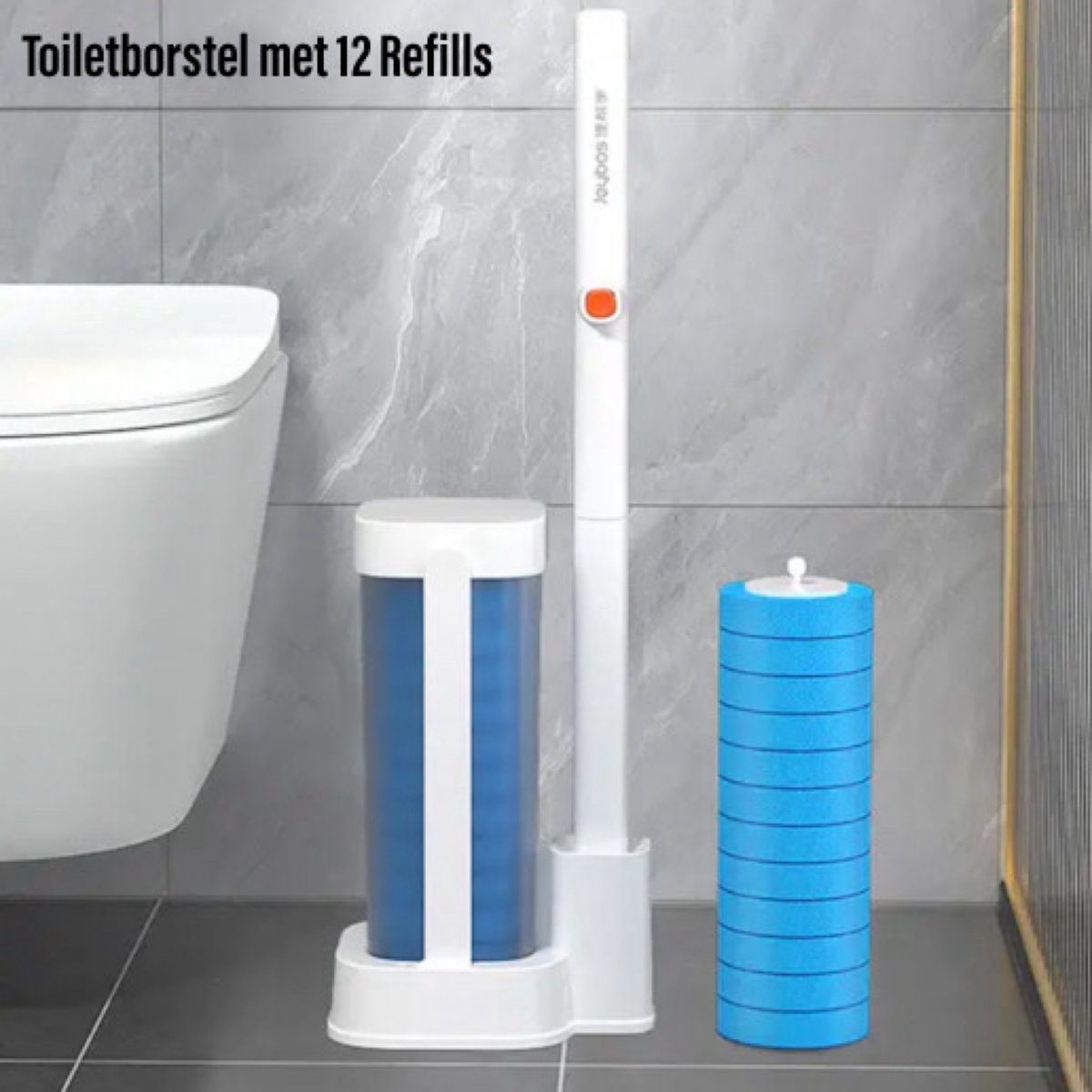 LaNicole®WC-Borstel Met Houder Vrijstaand-Hygiënische Toiletborstel-Met 10xpads