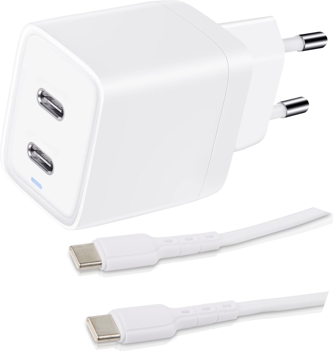 45w GaN usb C Lader met 2 usb C Poorten + usb C Kabels - 1 Meter - Versie 2024 - 2 Meter - 20w,25w,30w,35w,40w,45w