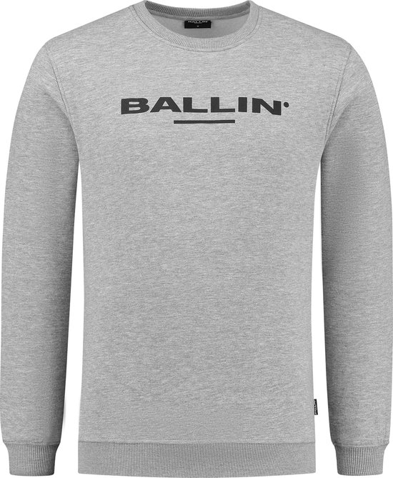 Ballin Amsterdam - Heren Slim fit Sweaters Crewneck LS - Grey - Maat XS