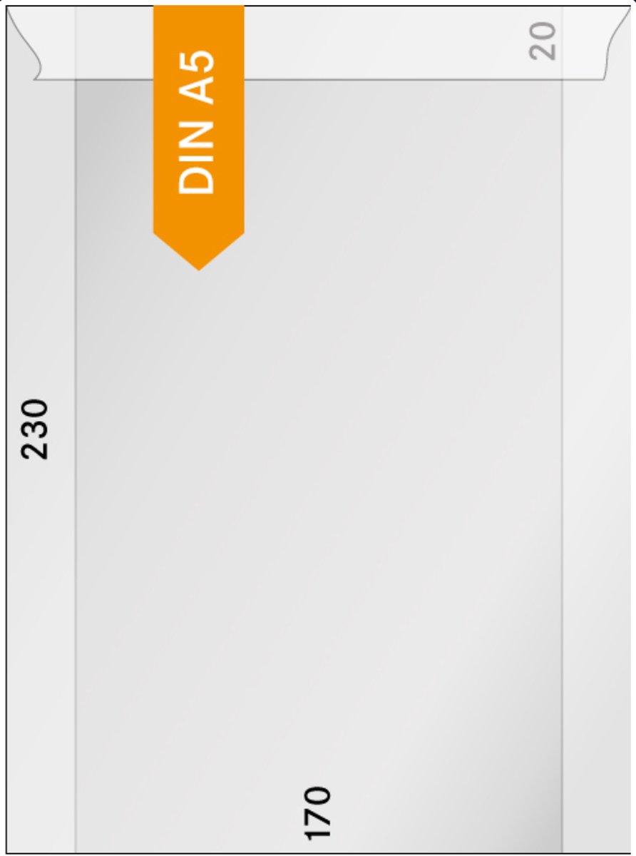 Lindner pergamijn 170 x 230 mm + 20 mm klep (500x) - DIN A5 - papier - envelop - envelopjes - zakjes - 100% recyclebaar – glassine