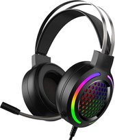 AOAS Gaming Headset, Bedraad - Active Noise Reduction - Hoofdtelefoon met RGB led, Stereo Surround Sound, 360 ° Rotatie Microfoon met volumeregeling - Zwart